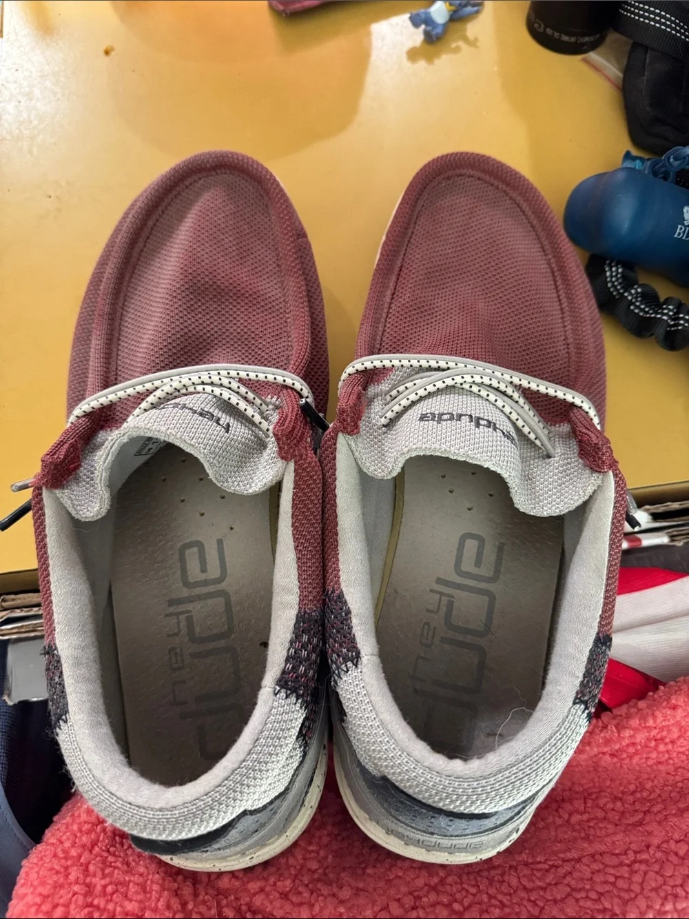 Hey Dude Men's Slip-On Loafers in Dusty Rose and Cream